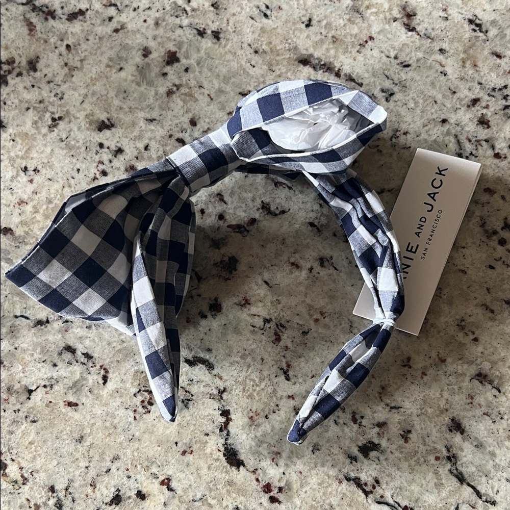 New - Janie and Jack Blue and White Checkered Bow Tie